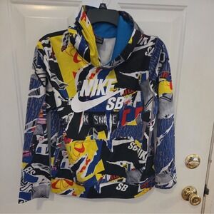 Nike SB Skateboard Graffiti Multi Color Performance Hoodie Sweatshirt Youth M